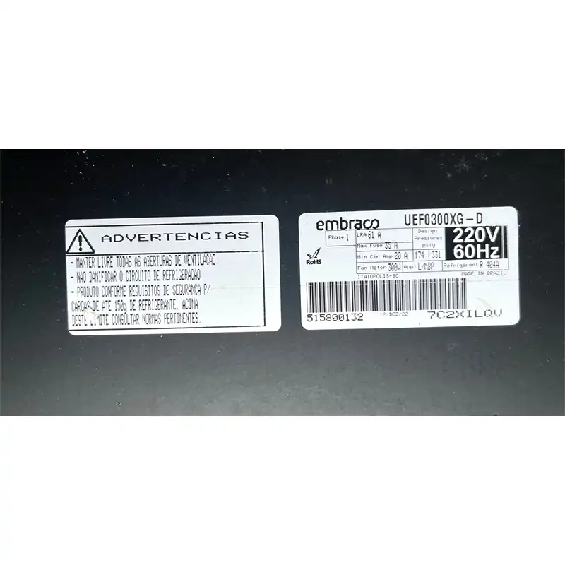 Unidad Condensadora Embraco 3HP R404 220V (UEF0300GX-DA62B) - Image 7